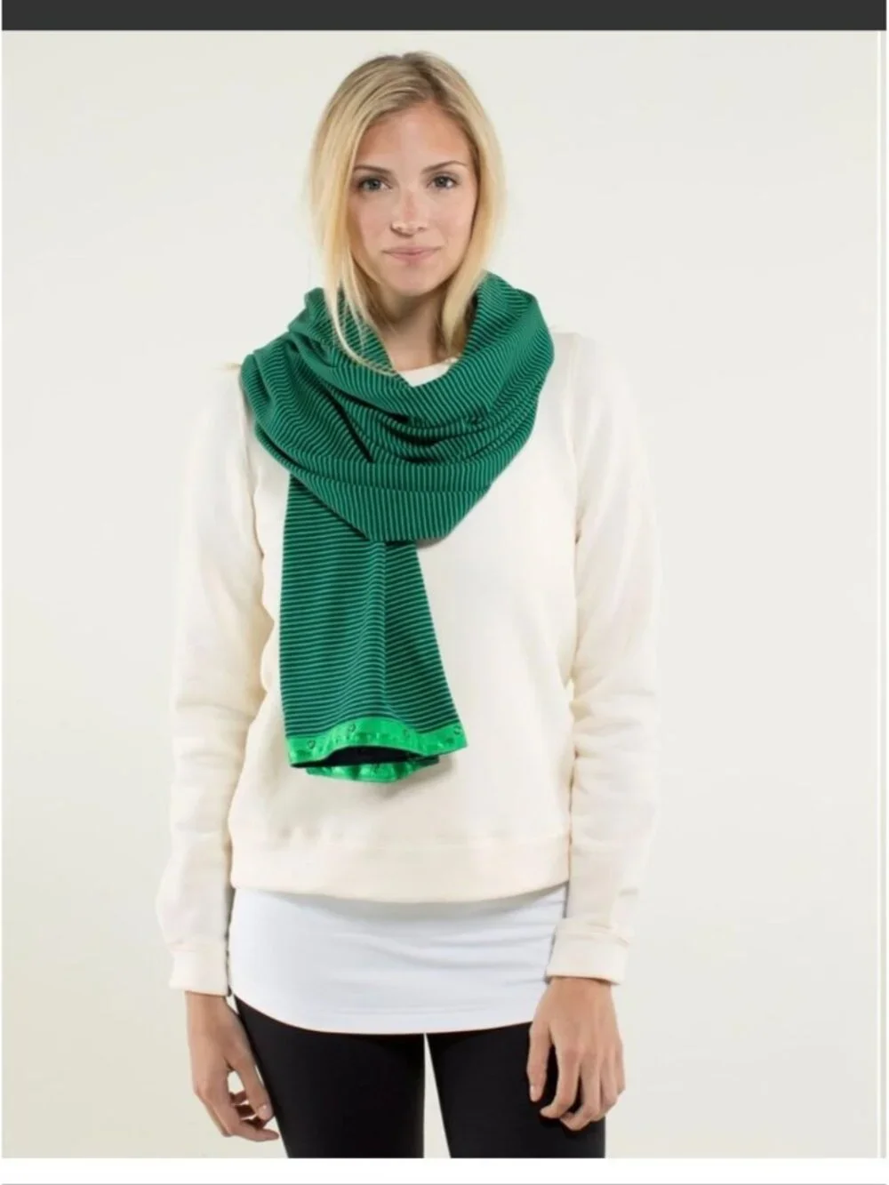 Lululemon Vinyasa Scarf *Rulu Hyper Stripe Green Bean / Inkwell. New Without Tag